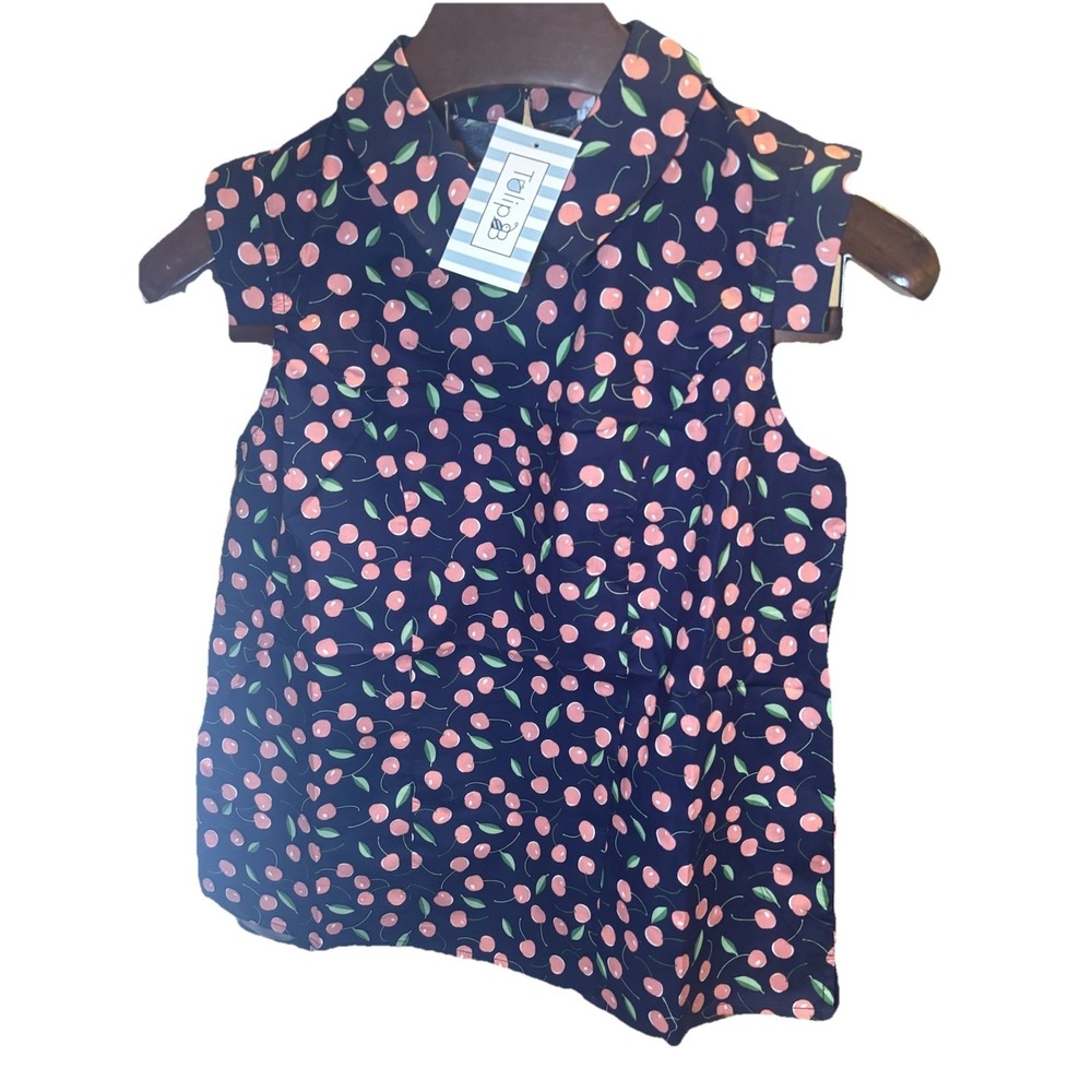 Tulip B Small  Short Sleeve ‎ maraschino-cherry Print  Novelty Vintage Inspire - Picture 3 of 14